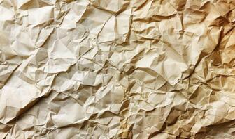 AI generated Crumpled paper background. Craft crumpled paper texture. photo