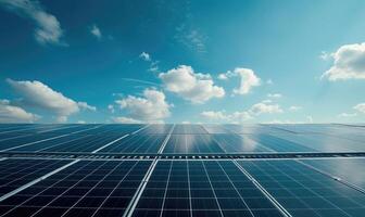 AI generated Solar panels, photovoltaic, alternative electricity source - concept of sustainable resources photo