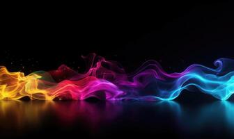 AI generated abstract colorful smoke on a black background with space for your text photo