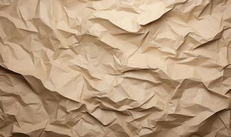 AI generated Crumpled paper background. Craft crumpled paper texture. photo