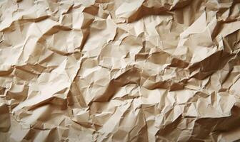 AI generated Crumpled paper background. Craft crumpled paper texture. photo