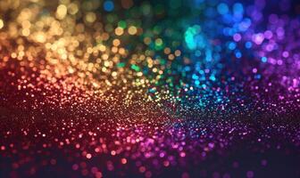 AI generated Colorful glitter background with bokeh defocused lights and shadow photo