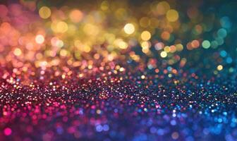 AI generated Colorful glitter background with bokeh defocused lights and shadow photo