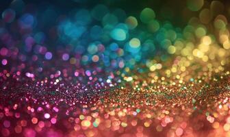 AI generated Colorful glitter background with bokeh defocused lights and shadow photo