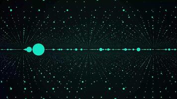 astratto spazio sfondo, geometria superfici, Linee e punti. astratto tunnel griglia. astratto particelle sfondo. telecamera volante attraverso il astratto spirale contorto particella sfondo video