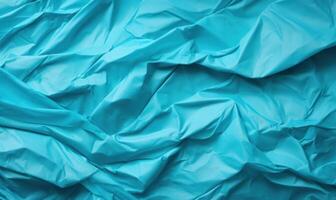 AI generated Blue crumpled paper background. Close up of crumpled blue paper. photo