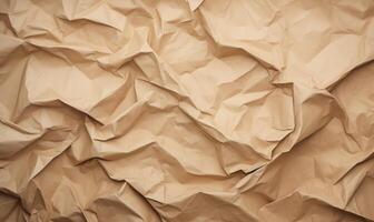 AI generated Crumpled paper background. Craft crumpled paper texture. photo