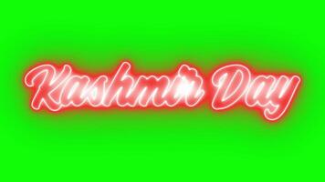 Kashmir Day Neon Text ANimation in Chroma Key. Green Screen Animation in neon Effect. video