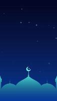 Islamic Mosque Silhouette On A Beautiful Starry Night Scenery Simple Background Blank Vertical Looping Animation video