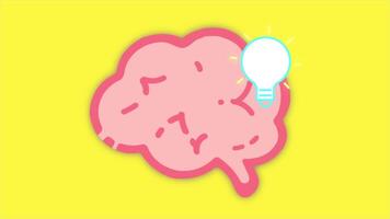 Animation 2d light bulb with brain video