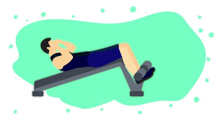 Sit Ups Exercise Tutorial for a Fit and Healthy Lifestyle Looping 2D Animation Featuring a Dedicated man Workout on Mat