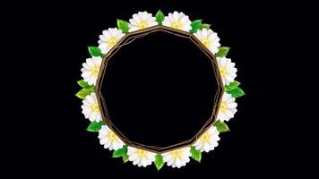 un elegante titolo telaio decorato con bianca fiori per il tuo nozze video