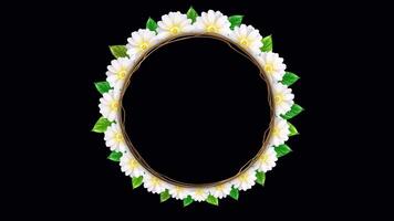 An elegant title frame decorated with white flowers for your wedding video