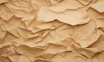 AI generated Crumpled paper background. Craft crumpled paper texture. photo