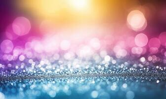 AI generated Colorful glitter bokeh on white background, abstract background. photo