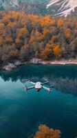 AI generated Showcase a drone capturing breathtaking aerial views, background image, generative AI photo