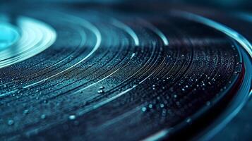 AI generated Intricate grooves and textures on the surface of a vinyl record, background image, AI generated photo