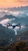 AI generated Showcase a drone capturing breathtaking aerial views, background image, generative AI photo