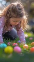 AI generated Easter Egg Hunt, background image, generative AI photo