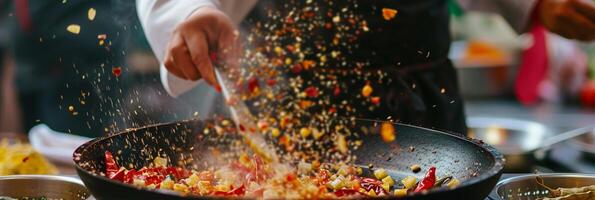 AI generated Cooking Action with Spices, background image, generative AI photo