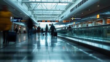 ai generado aeropuerto ajetreo y bullicio, antecedentes imagen generativo ai foto