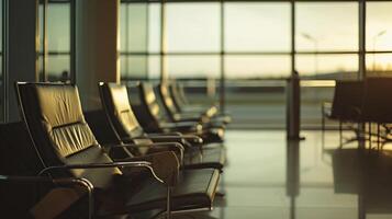 ai generado aeropuerto salón relajación, un viajero disfrutando un tranquilo momento en un aeropuerto salón, antecedentes imagen, generativo ai foto