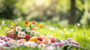 ai generado picnic en el parque, antecedentes imagen, generativo ai foto