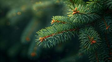 AI generated Details of pine needles, showcasing their arrangement and the texture of the tree branch, background image, generative AI photo