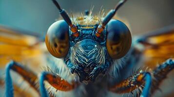 ai generado macro Disparo ese capturas el mirada de un insecto mediante sus ojos, antecedentes imagen, ai generado foto