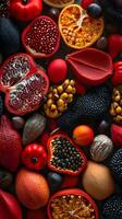 AI generated Intricate patterns and textures of various fruit seeds, background image, AI generated photo