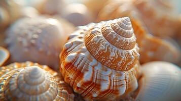 AI generated Types of seashells, background image, AI generated photo