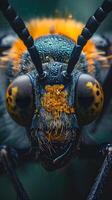 AI generated Macro shot that captures the gaze of an insect through its eyes, background image, AI generated photo