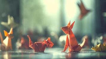 AI generated Origami Menagerie, background image, generative AI photo