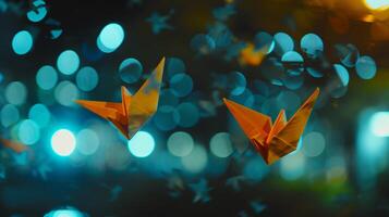 ai generado origami noche cielo, antecedentes imagen, generativo ai foto