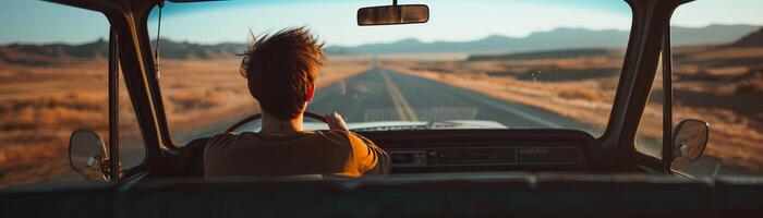 ai generado la carretera viaje vibras, antecedentes imagen generativo ai foto