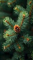 AI generated Details of pine needles, showcasing their arrangement and the texture of the tree branch, background image, generative AI photo