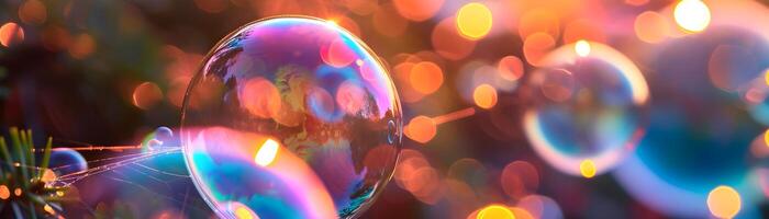 AI generated Soap bubbles reflecting a rainbow of colors, emphasizing the iridescence created by sunlight, background image, generative AI photo