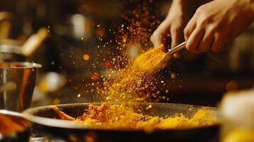 AI generated Cooking Action with Spices, background image, generative AI photo