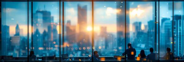 AI generated Cityscape Through the Window, background image, generative AI photo