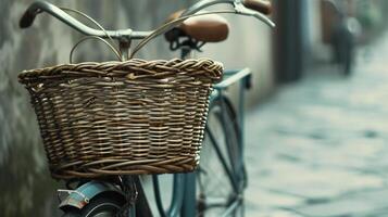 AI generated Retro Bicycle with Basket, background image, generative AI photo