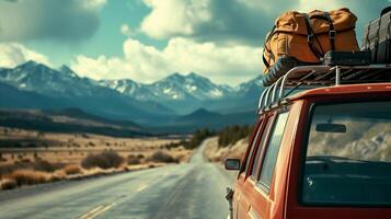 ai generado la carretera viaje vibras, antecedentes imagen generativo ai foto