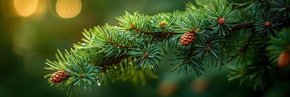 AI generated Details of pine needles, showcasing their arrangement and the texture of the tree branch, background image, generative AI photo