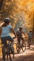 AI generated Renewed Outdoor Activities, people engaging in outdoor activities like biking, hiking, or playing sports in the pleasant spring weather, background image, generative AI photo