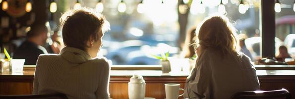 AI generated Coffee Break Conversations, background image, generative AI photo