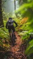 AI generated Mountain Biking Trail, background image, generative AI photo