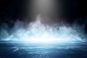 AI generated Icy Splendor, Enchanting Frozen Surface Enhanced by Ethereal Ice Smoke photo