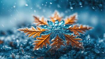 AI generated Beautiful, snowflake, close-up, photo