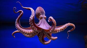 AI generated selective image of common octopus with blue background photo