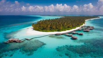 AI generated Beautiful island in the Maldives aerial photography photo