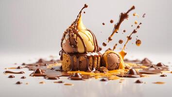 AI generated Ice cream with chocolate photo